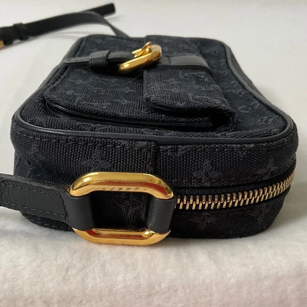 LOUIS VUITTON Vintage Juliette Mini Lin Monogram Canvas Crossbody Navy Blue
